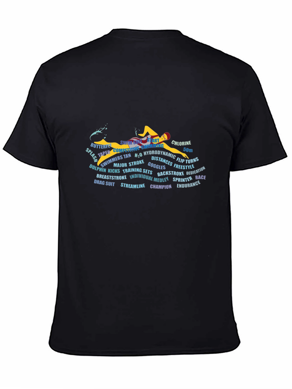 Swimming Word Art Black Graphic T-Shirt