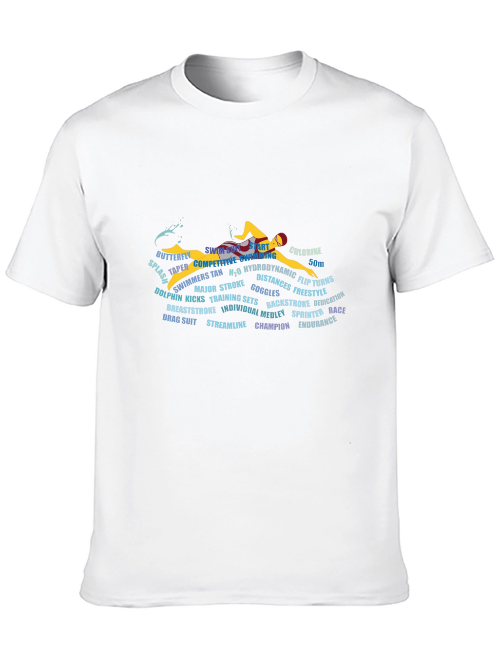 Swimming Word Art Black Graphic T-Shirt