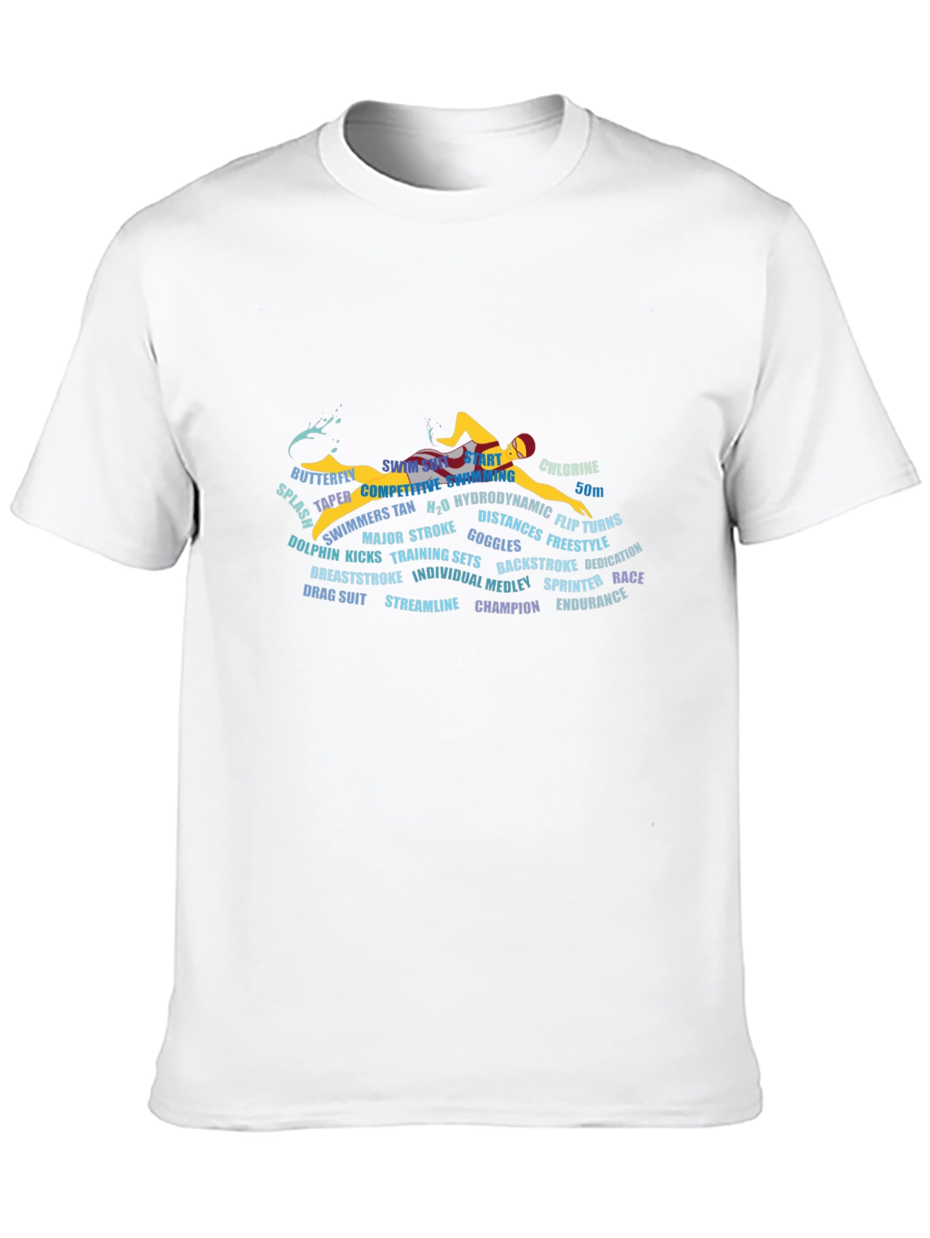 Swimming Word Art Black Graphic T-Shirt
