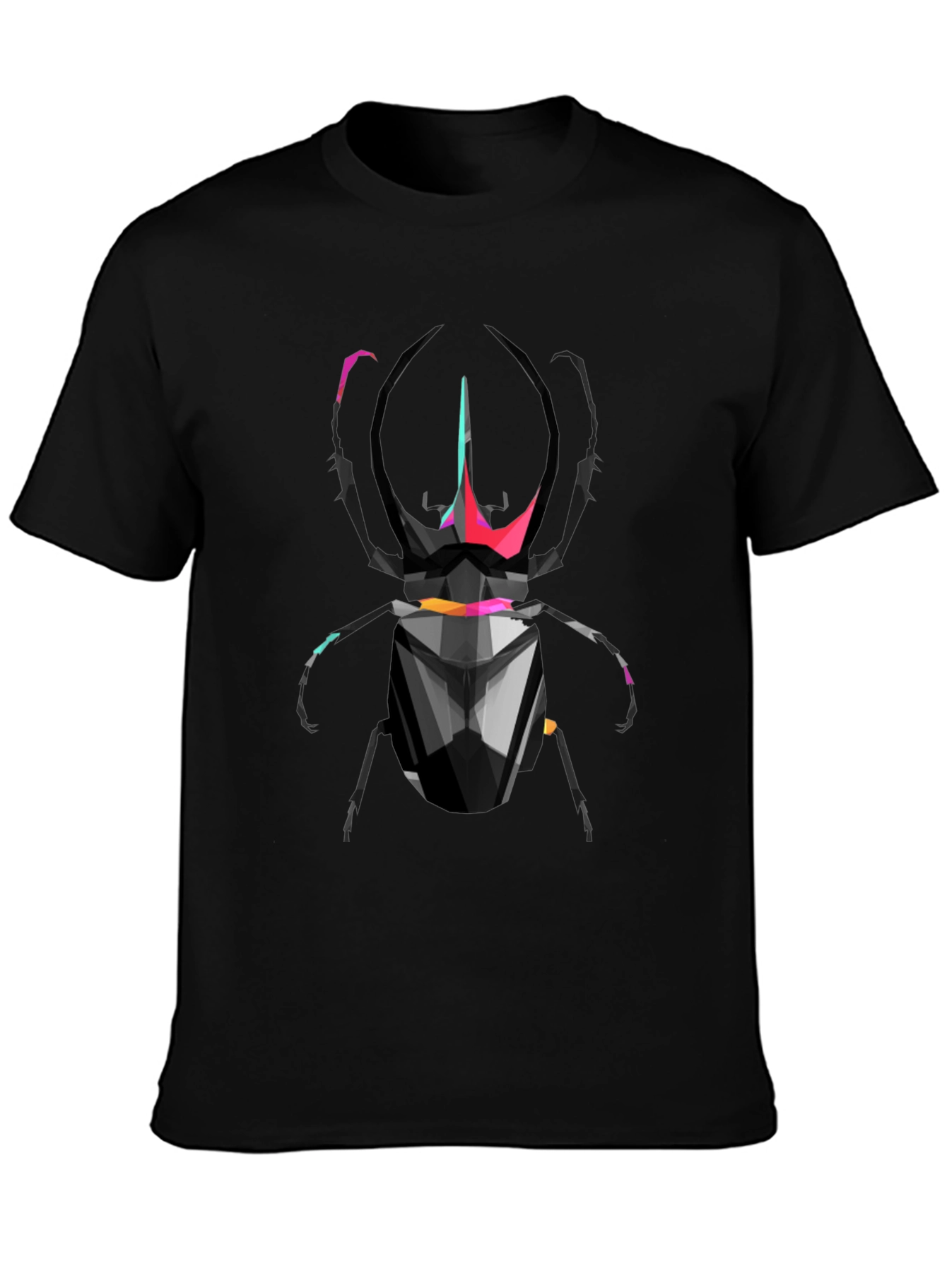 Geometric Scarab Beetle Graphic T-Shirt - Black