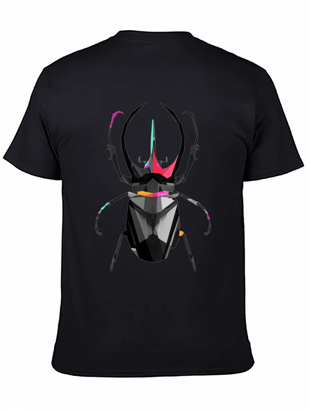 Geometric Scarab Beetle Graphic T-Shirt - Black