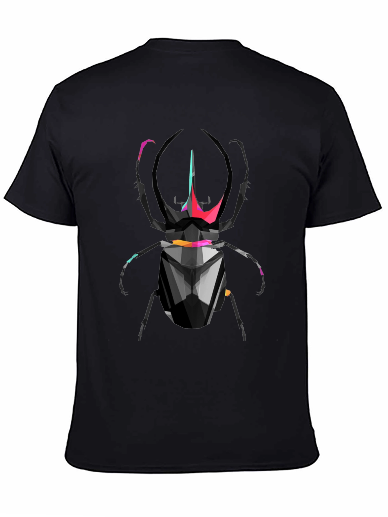 Geometric Scarab Beetle Graphic T-Shirt - Black