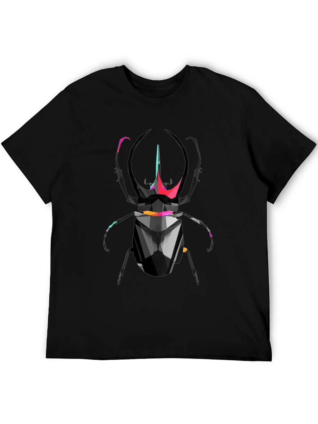 Geometric Scarab Beetle Graphic T-Shirt - Black