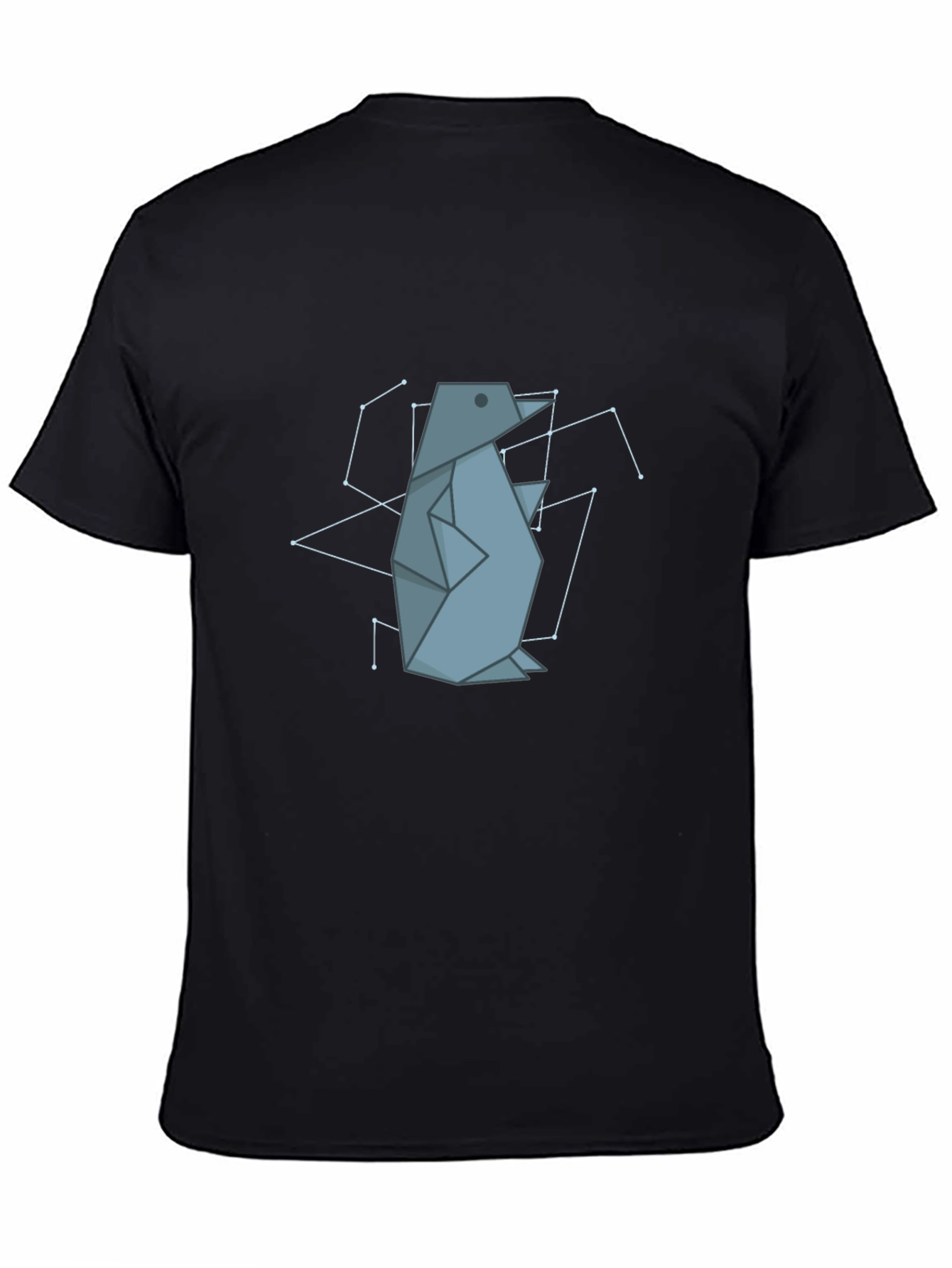 Geometric Penguin Graphic Tee - Black