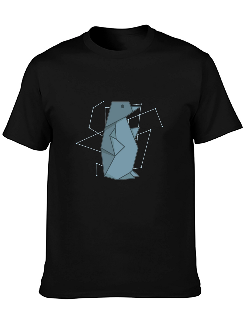 Geometric Penguin Graphic Tee - Black