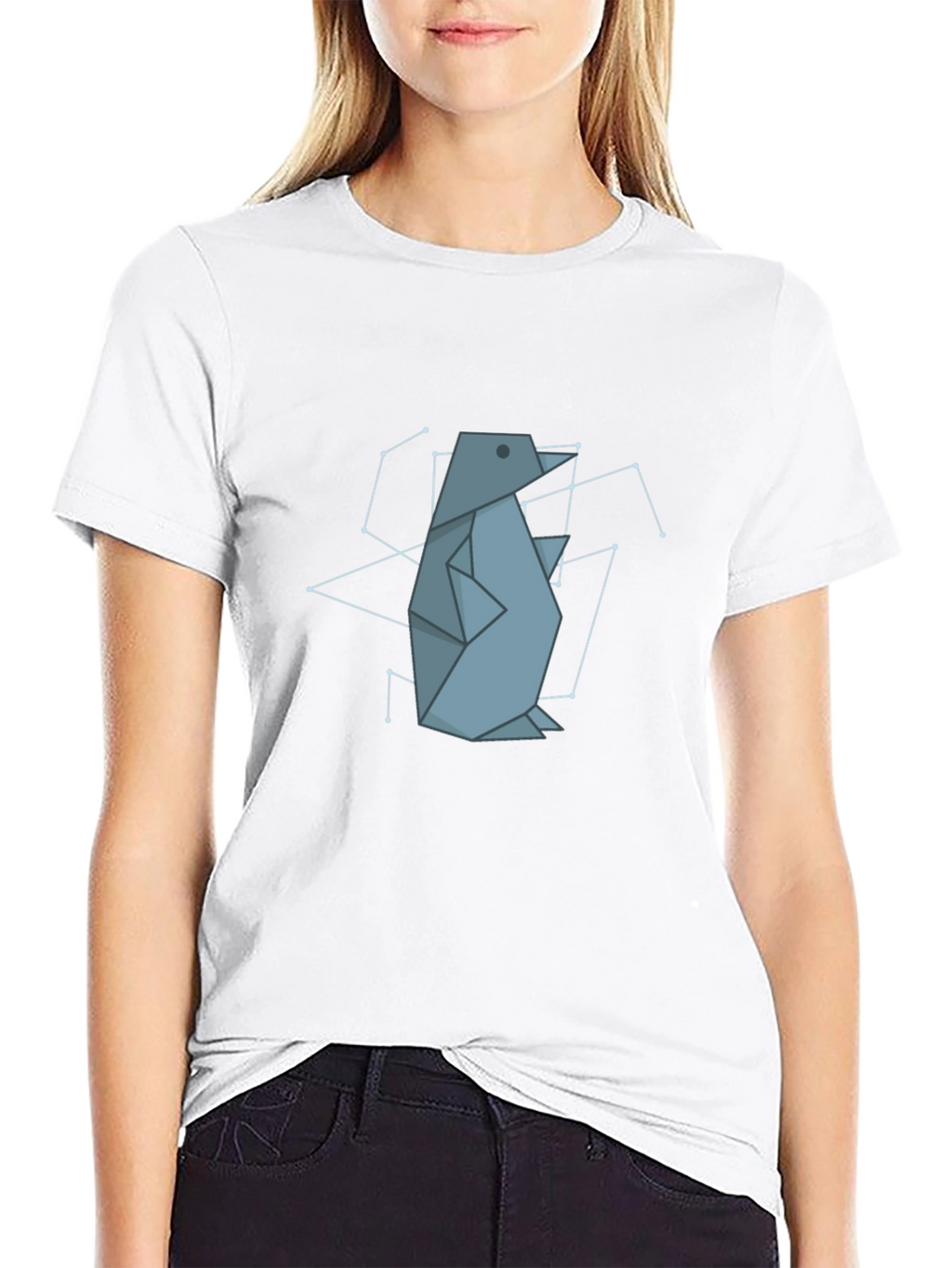 Geometric Penguin Graphic Tee - Black