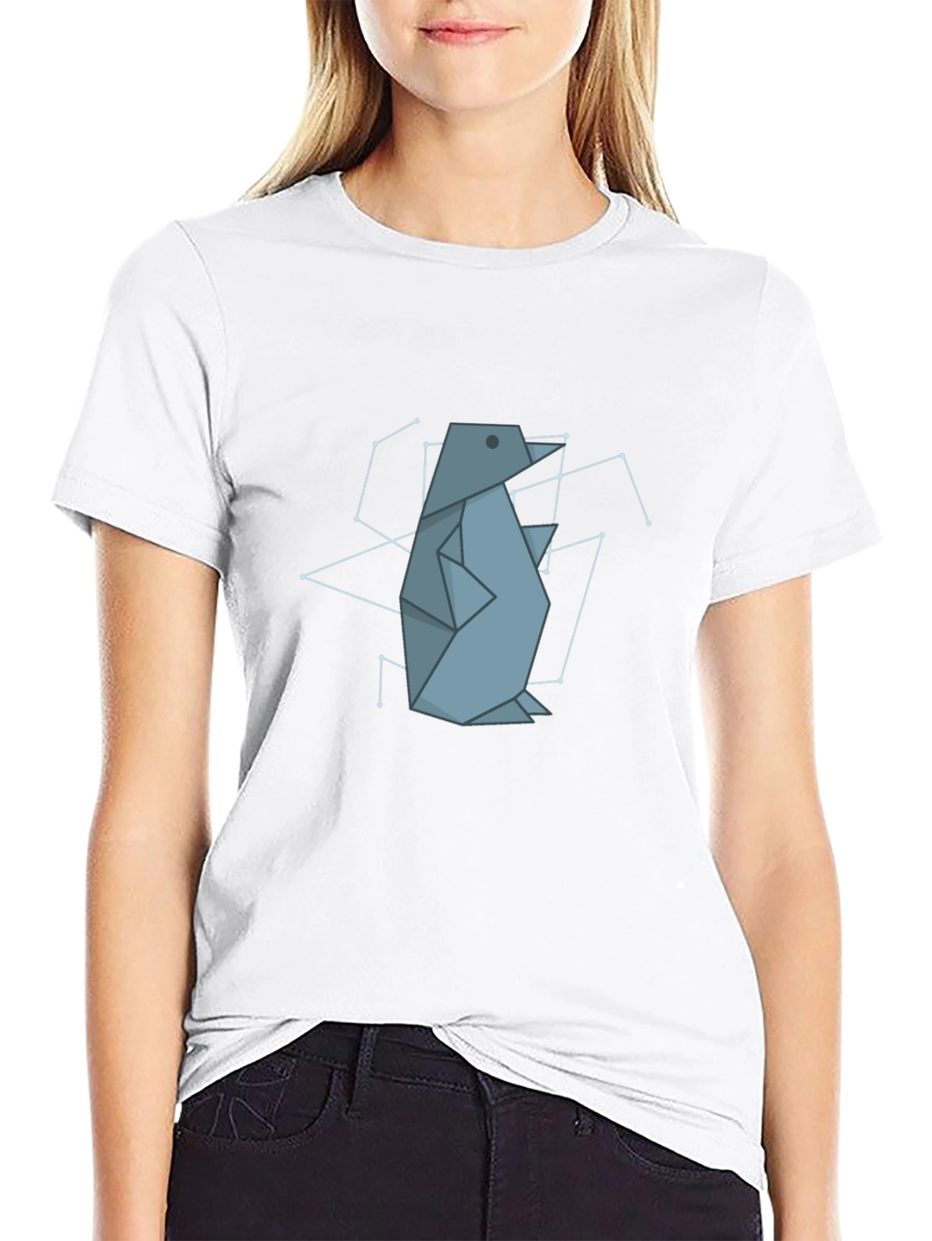 Geometric Penguin Graphic Tee - Black