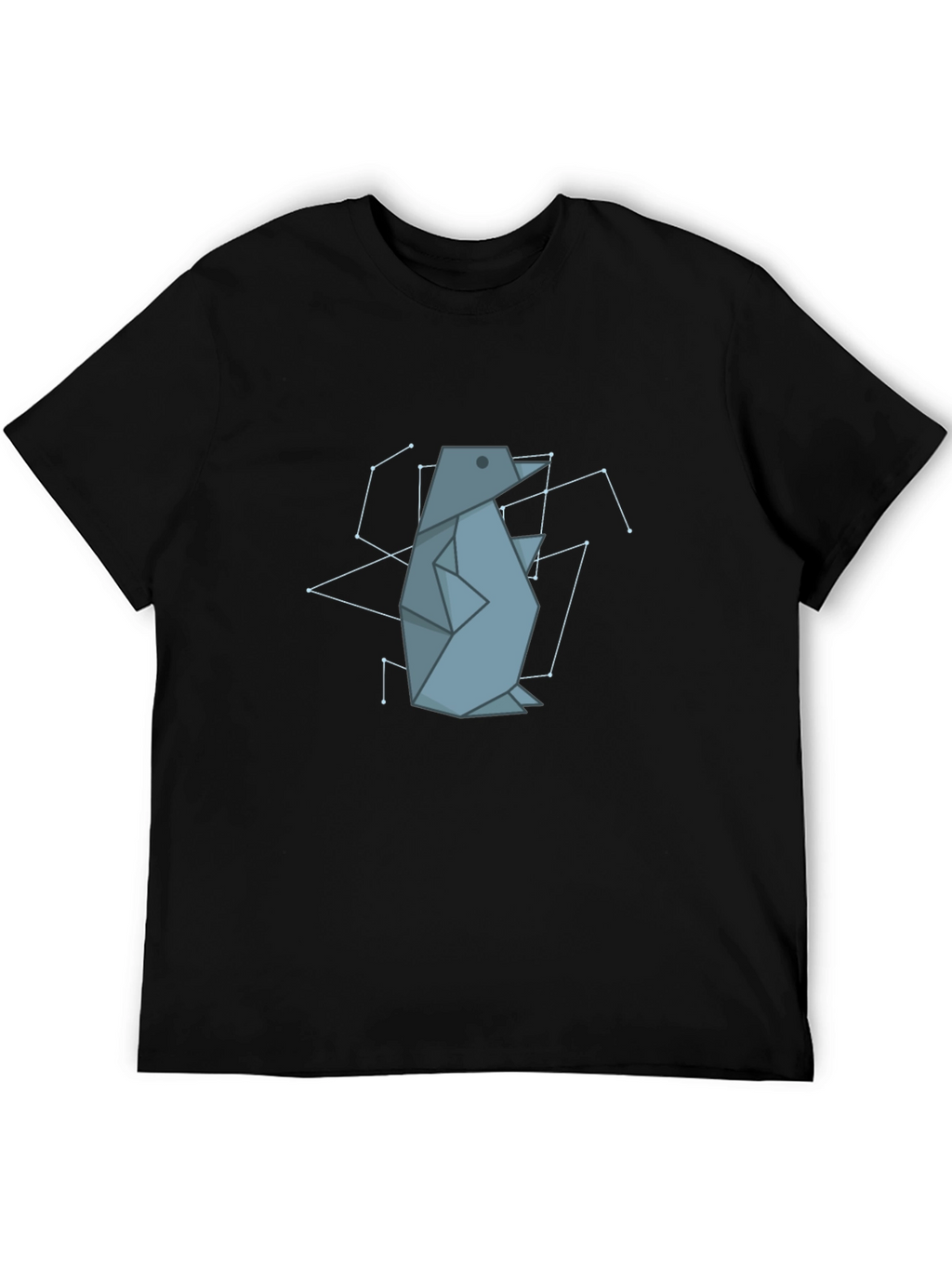 Geometric Penguin Graphic Tee - Black
