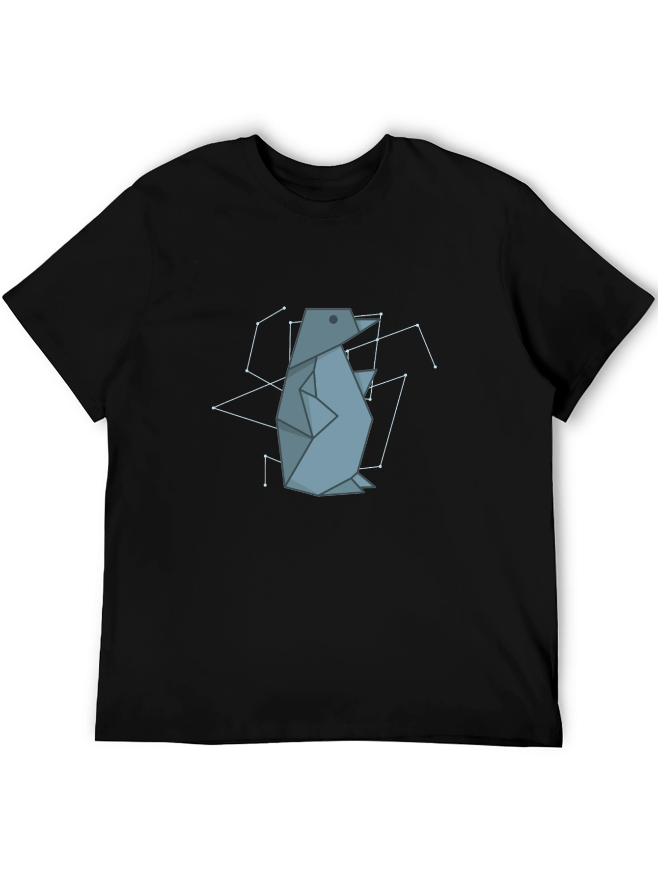 Geometric Penguin Graphic Tee - Black