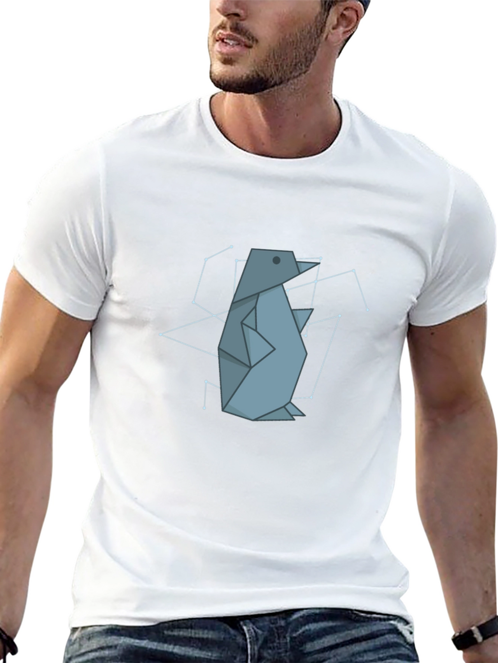 Geometric Penguin Graphic Tee - Black