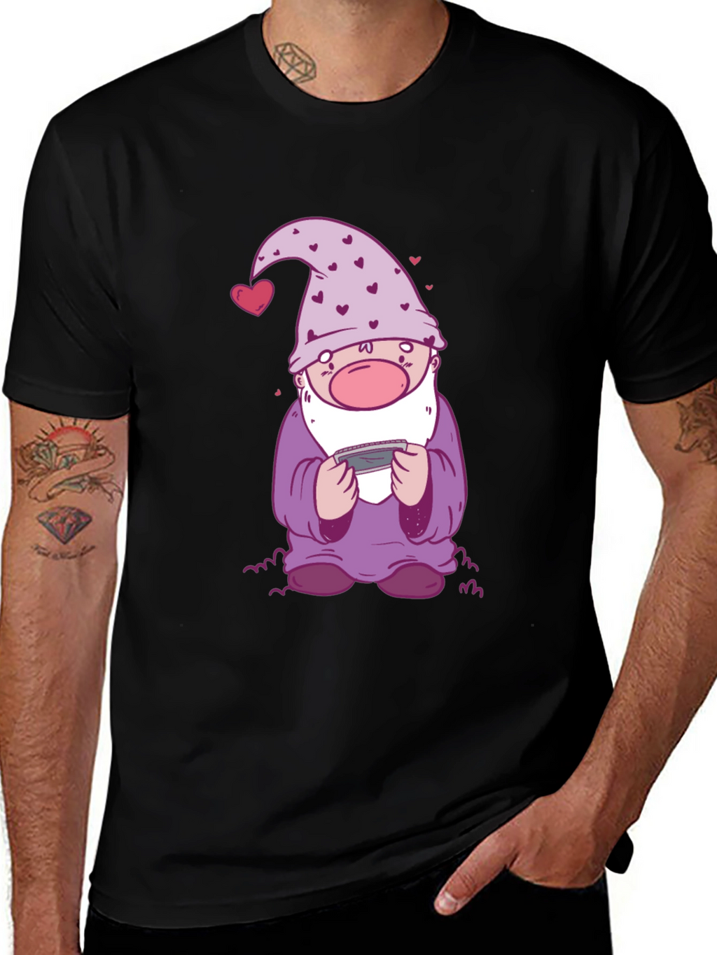 Gamer Gnome Graphic Tee - Black Cotton T-Shirt