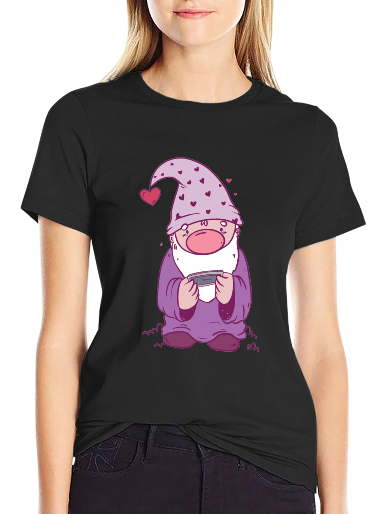 Gamer Gnome Graphic Tee - Black Cotton T-Shirt