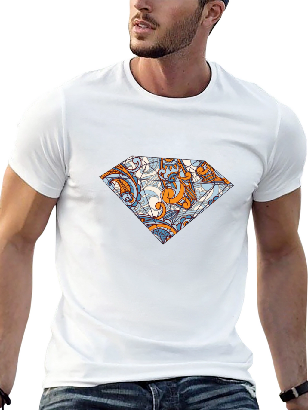 Diamond Graphic Black Tee - Unique Pattern Print