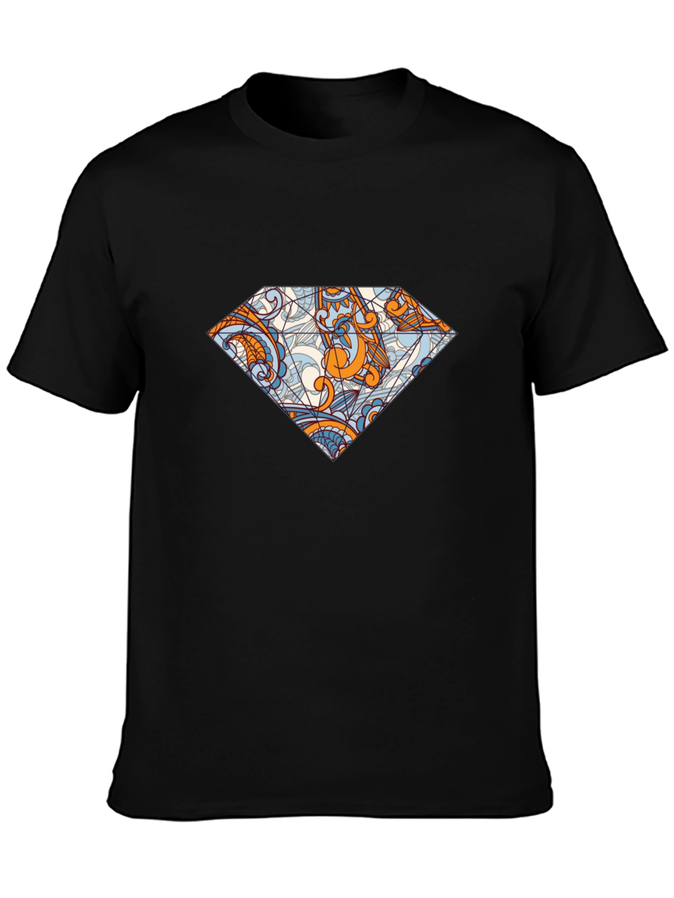 Diamond Graphic Black Tee - Unique Pattern Print