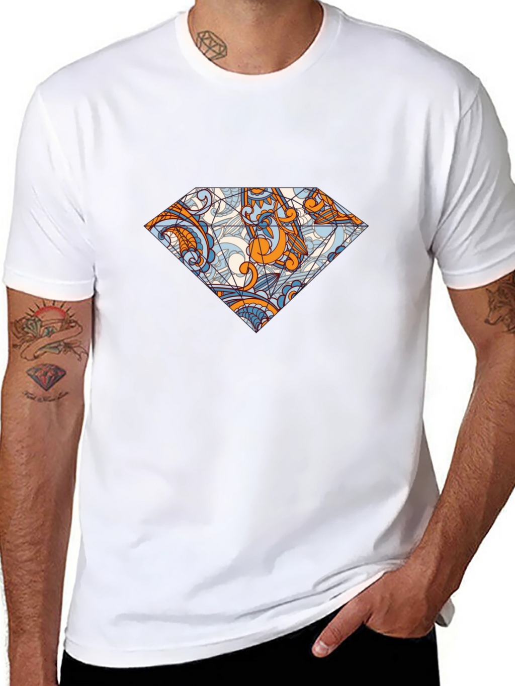Diamond Graphic Black Tee - Unique Pattern Print