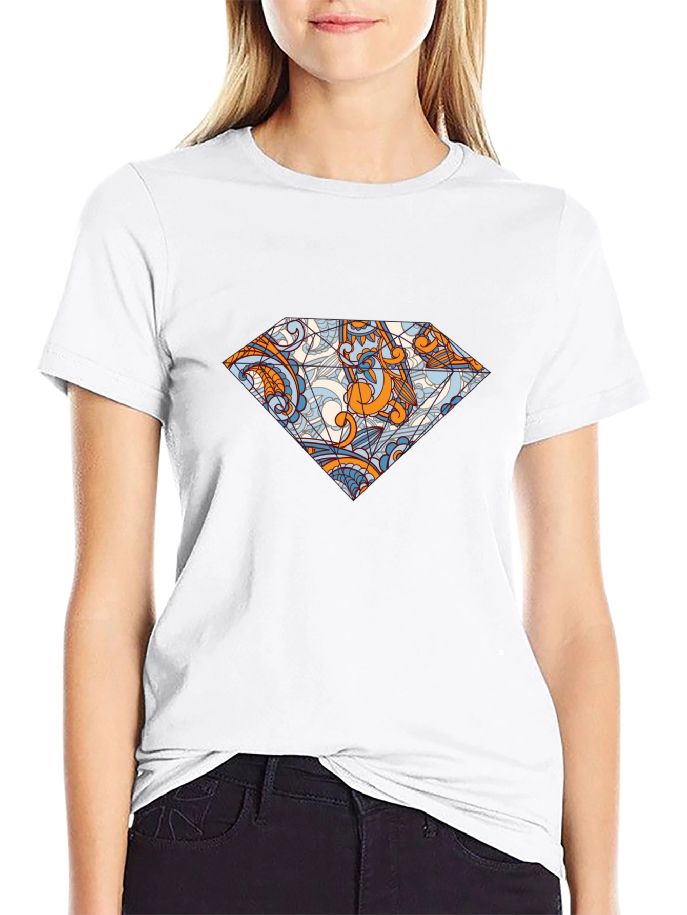 Diamond Graphic Black Tee - Unique Pattern Print