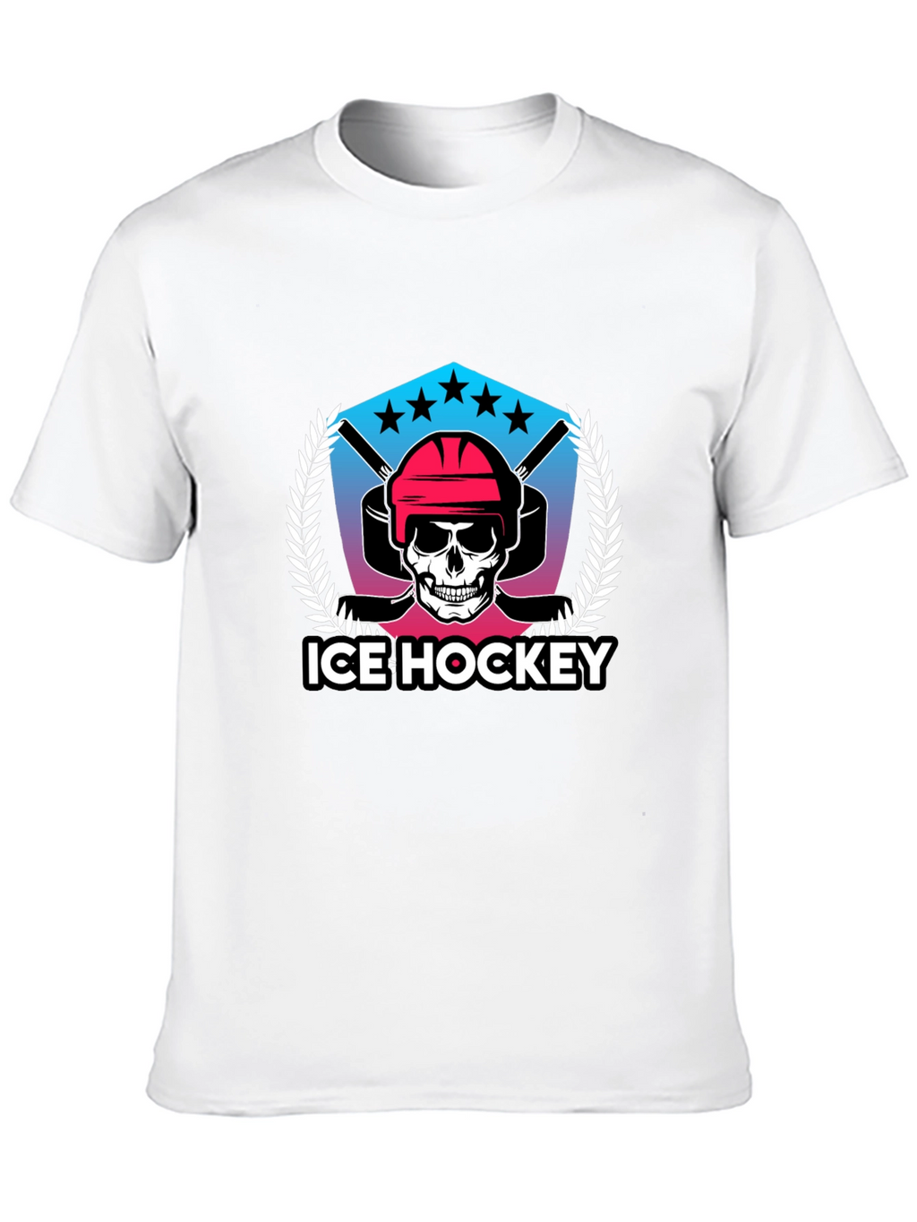 Ice Hockey Skull Graphic Black T-Shirt