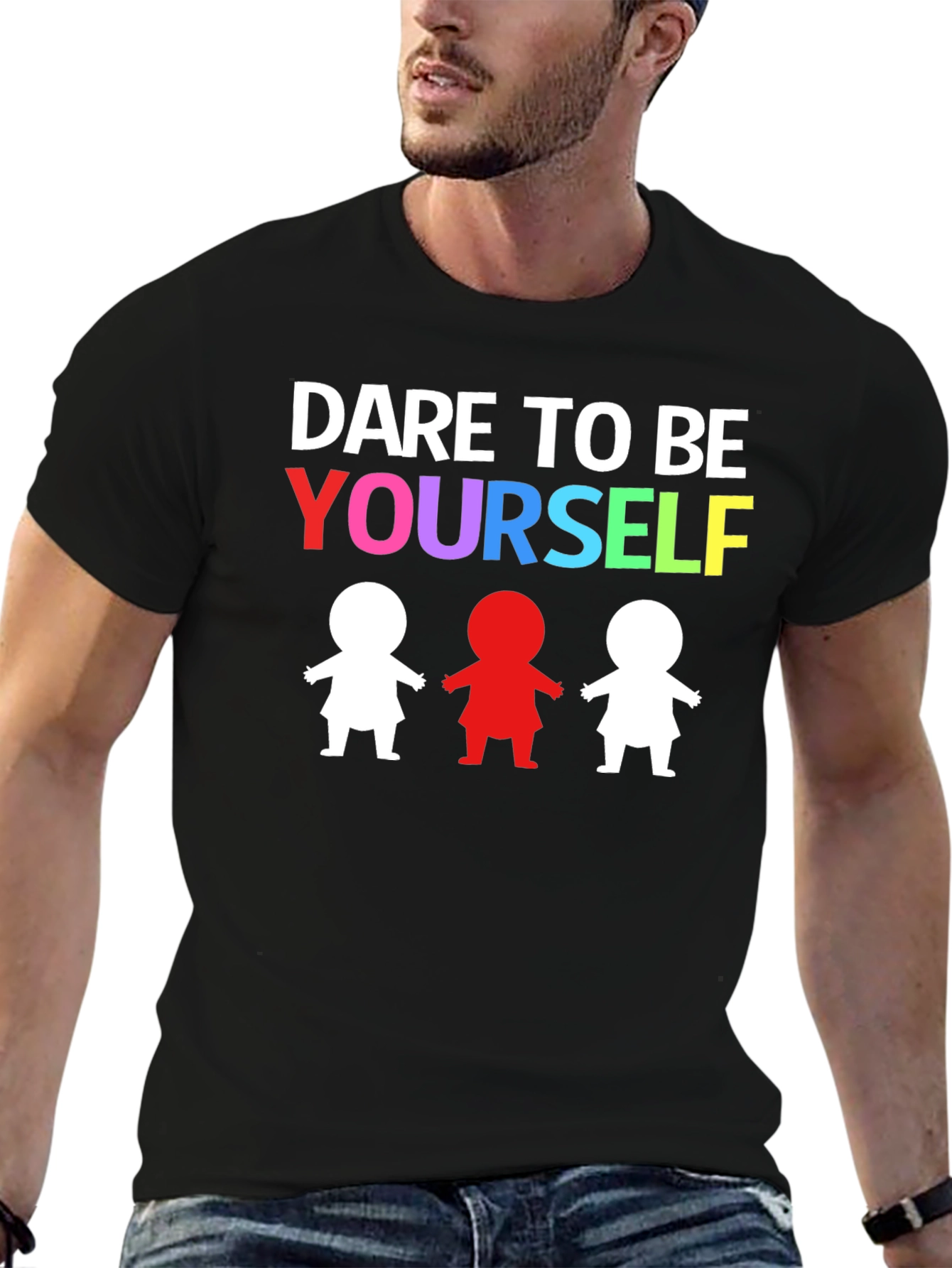 Dare to Be Yourself Graphic Print Black T-Shirt