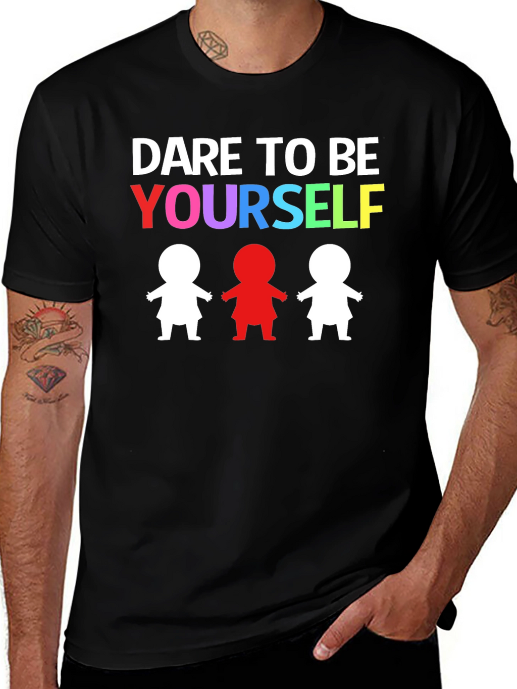 Dare to Be Yourself Graphic Print Black T-Shirt