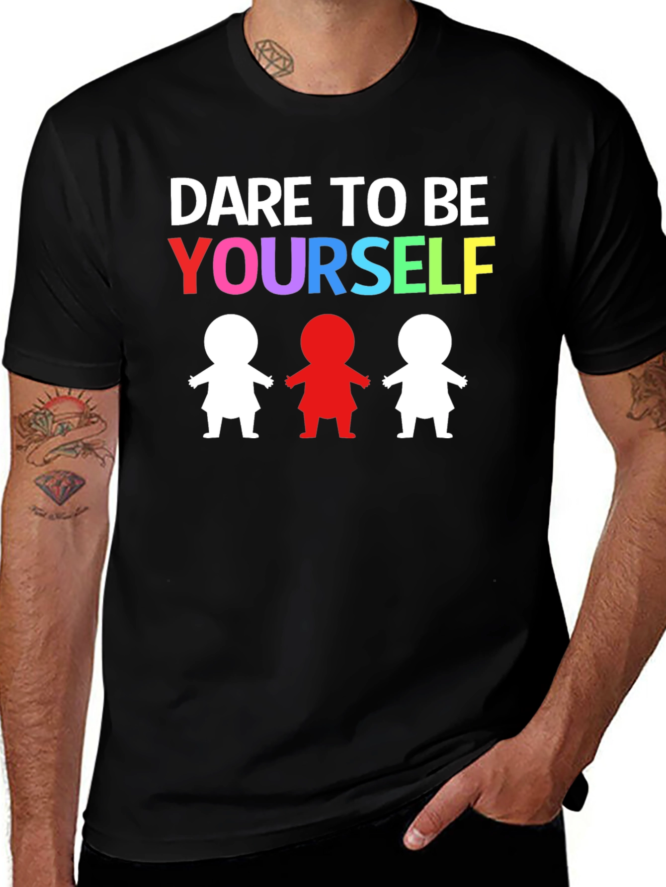 Dare to Be Yourself Graphic Print Black T-Shirt