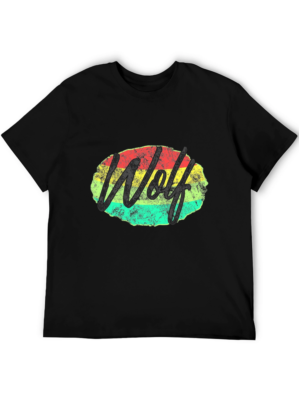 Wolf Graphic Tee - Retro Style Black T-Shirt