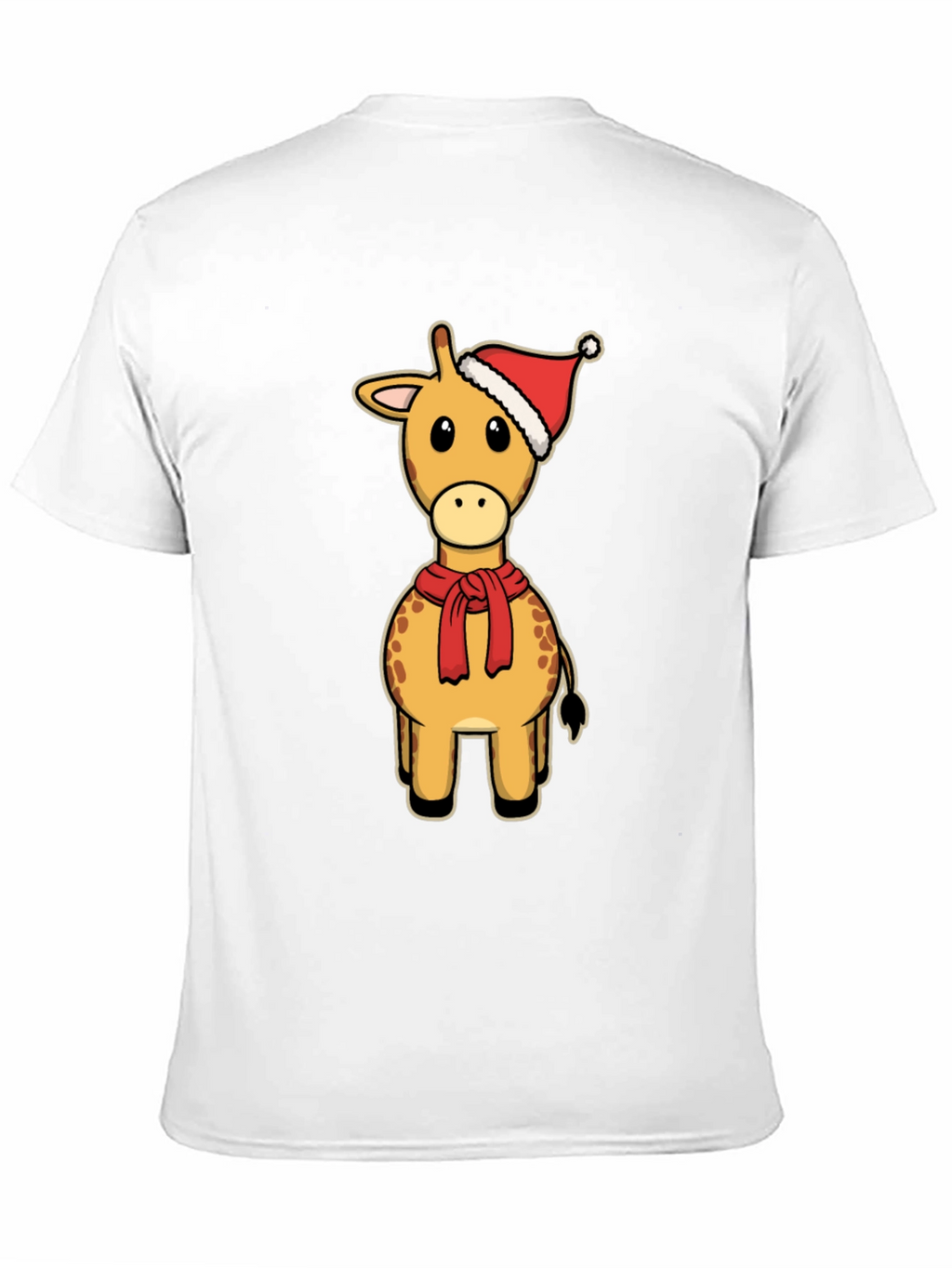 Festive Giraffe Tee: Christmas Holiday Cartoon Style