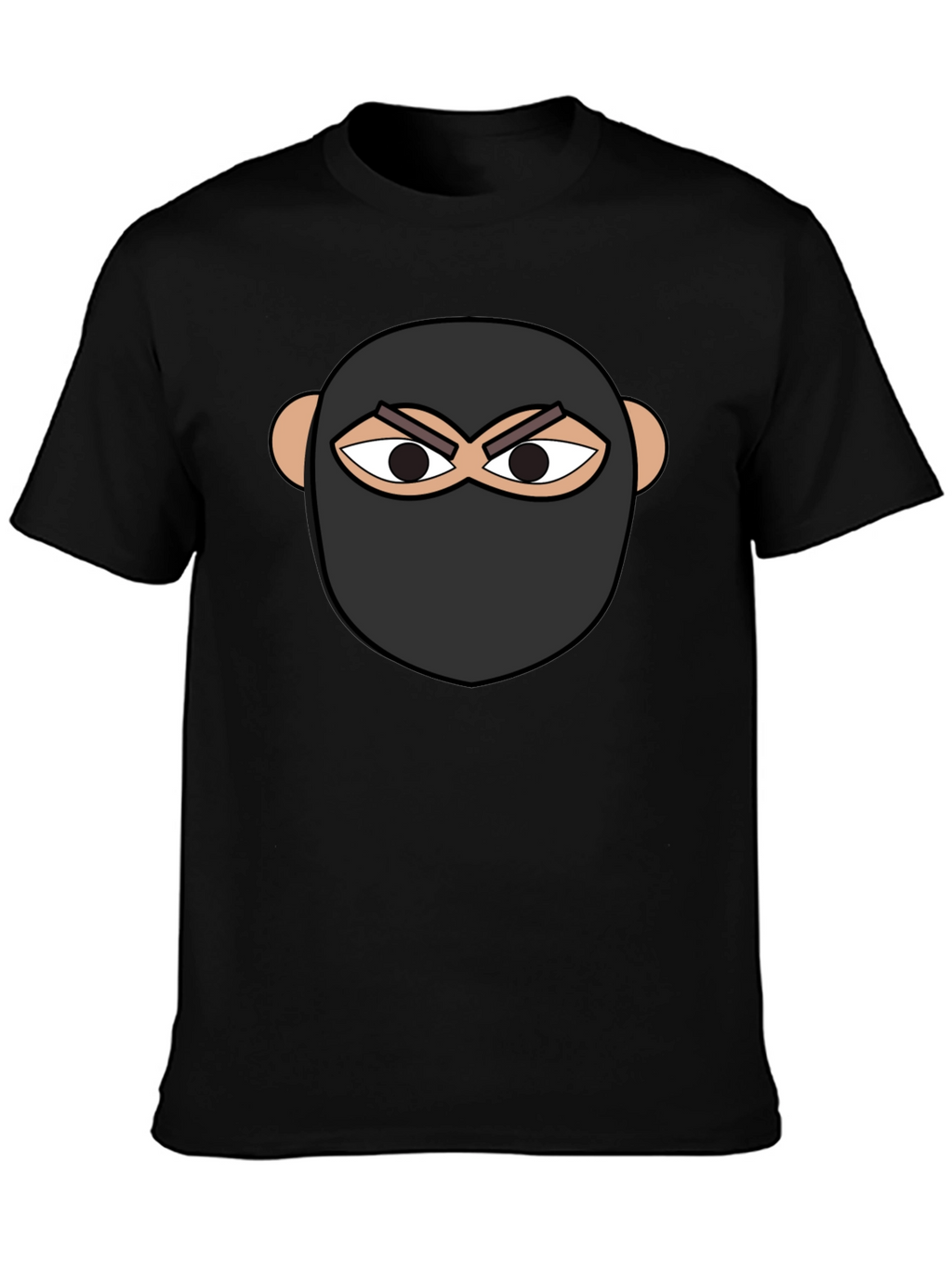Ninja Face Graphic Tee - Black Cotton T-Shirt