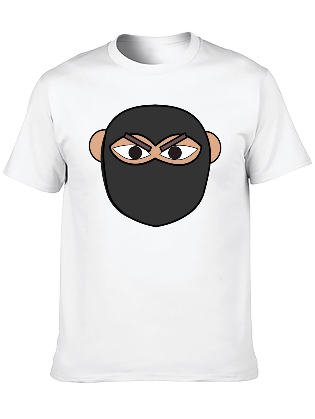 Ninja Face Graphic Tee - Black Cotton T-Shirt