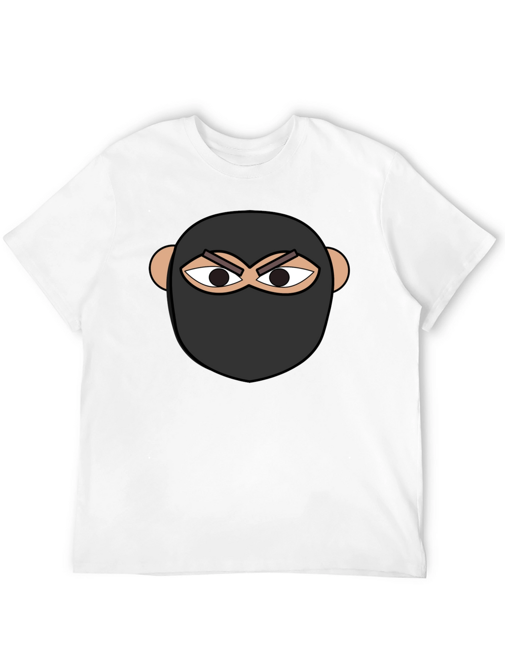 Ninja Face Graphic Tee - Black Cotton T-Shirt