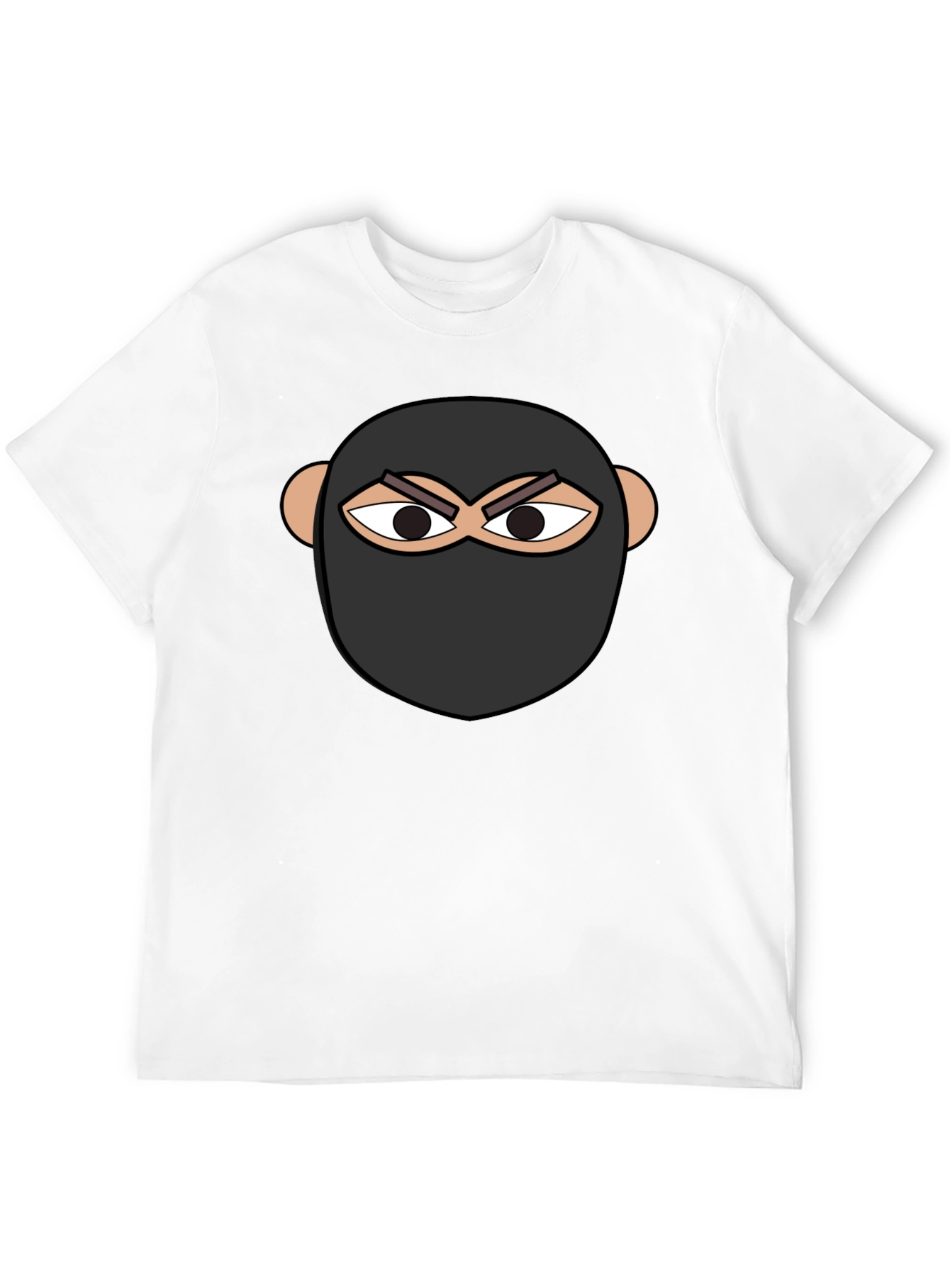 Ninja Face Graphic Tee - Black Cotton T-Shirt