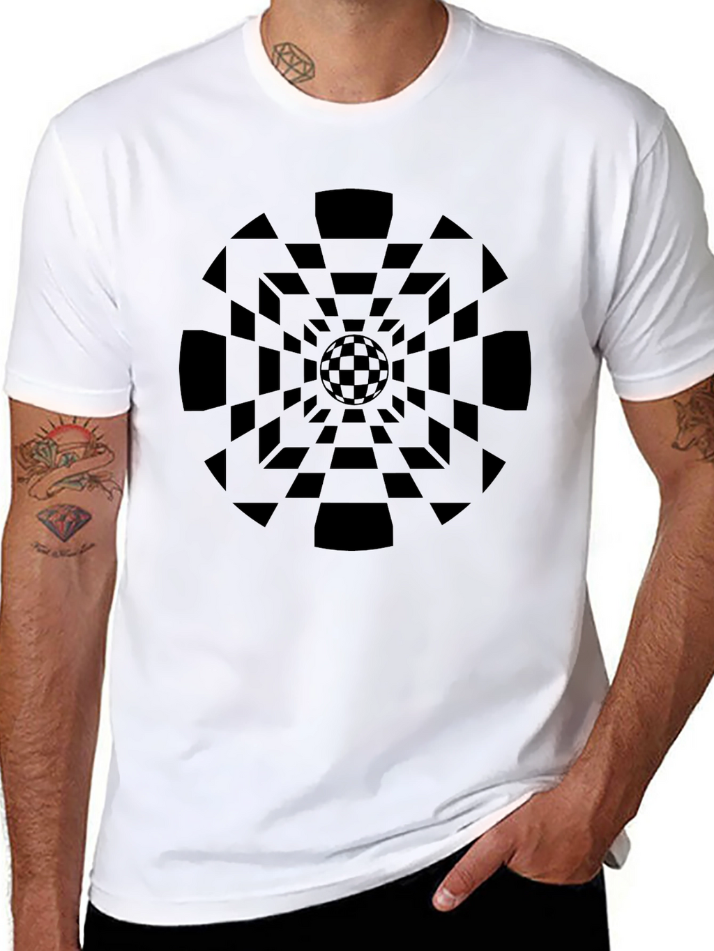 Geometric Illusion Black T-Shirt