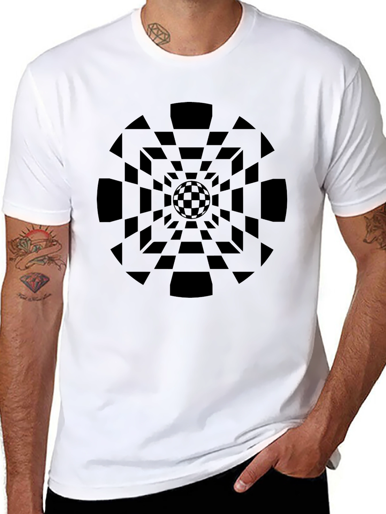 Geometric Illusion Black T-Shirt