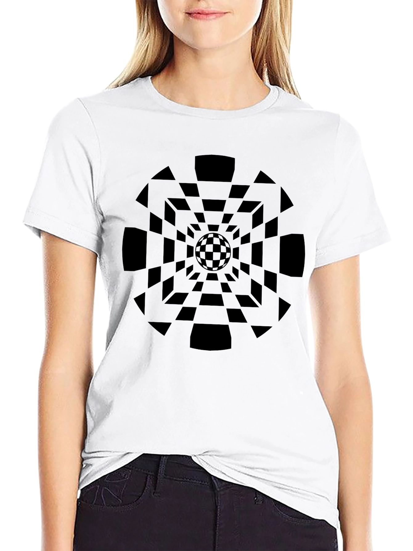 Geometric Illusion Black T-Shirt