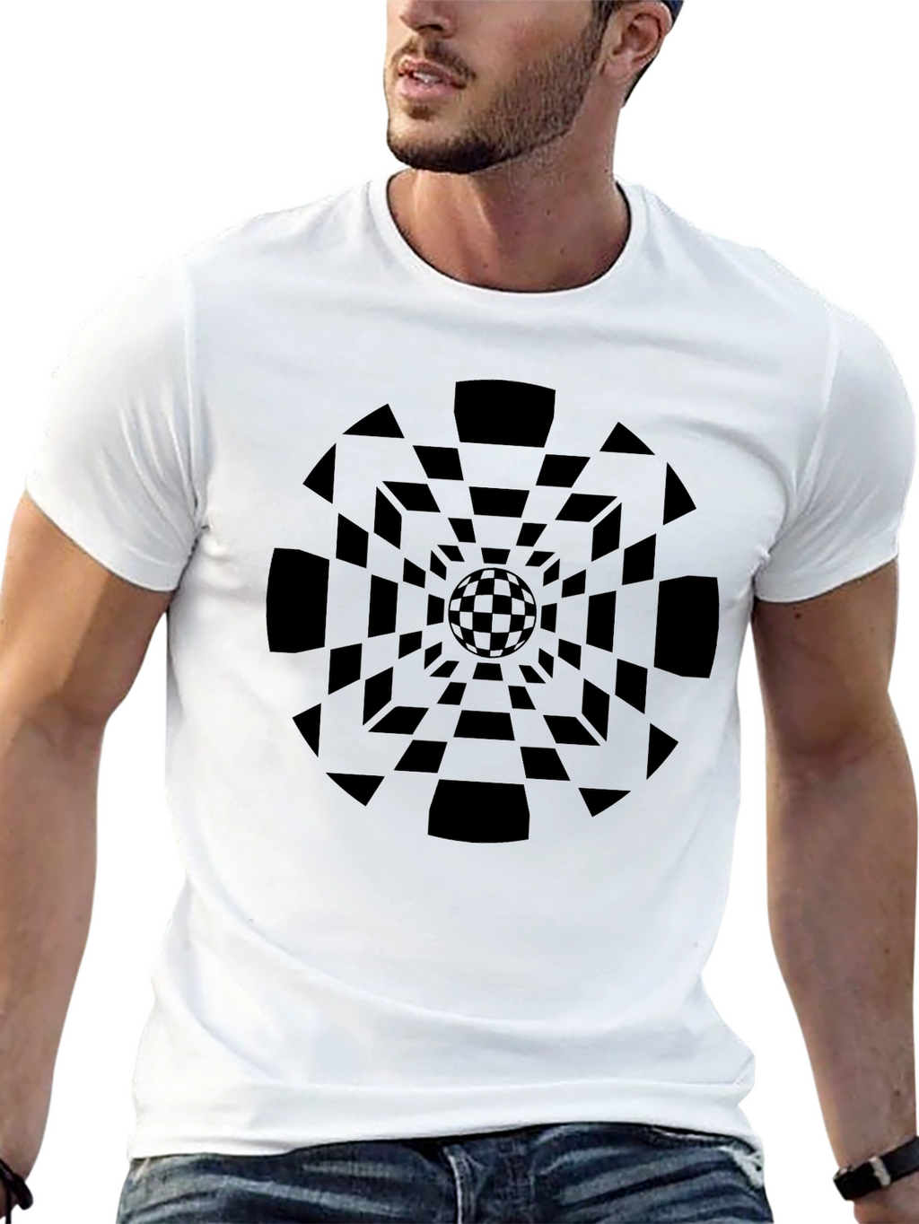 Geometric Illusion Black T-Shirt