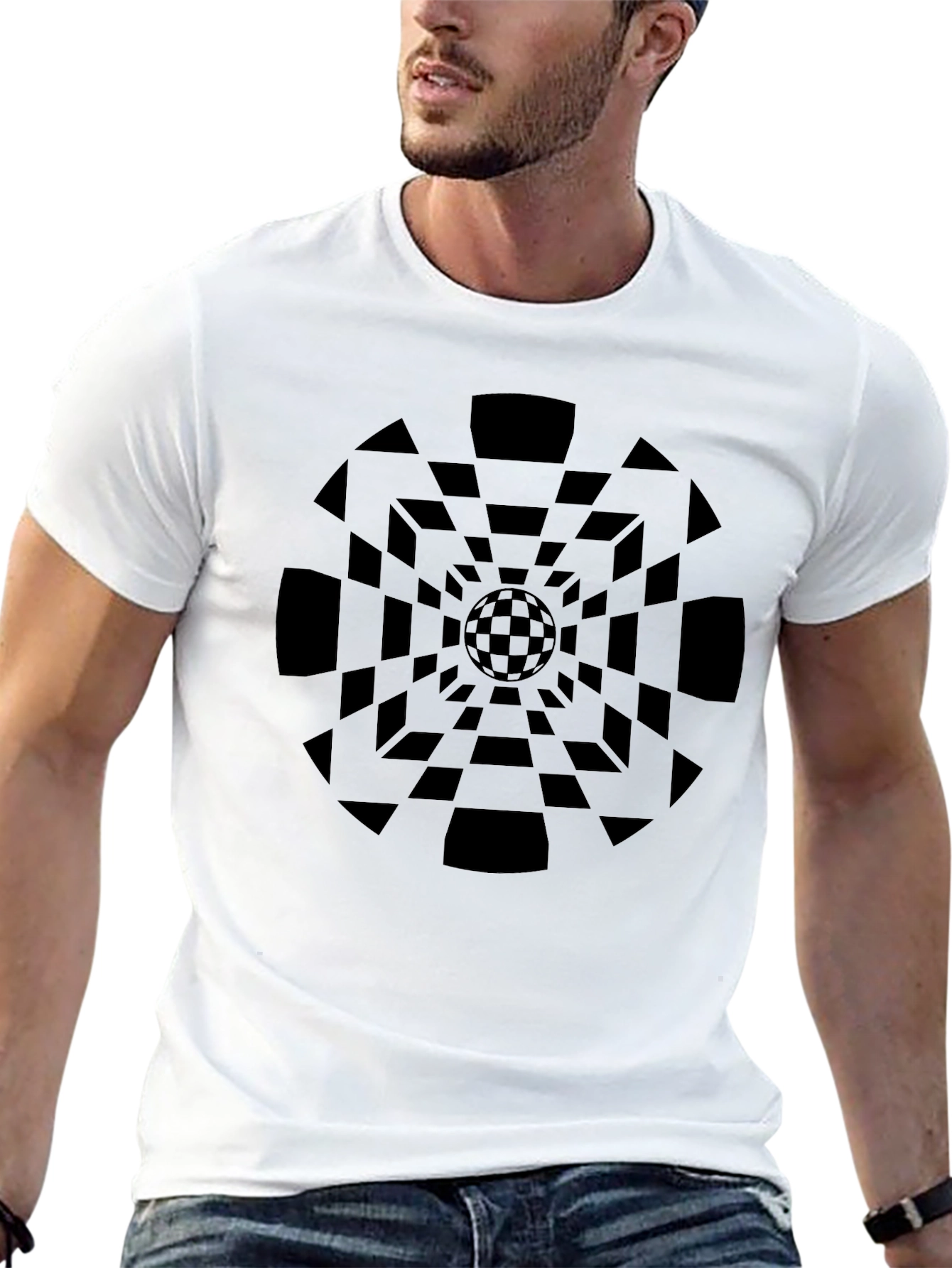 Geometric Illusion Black T-Shirt