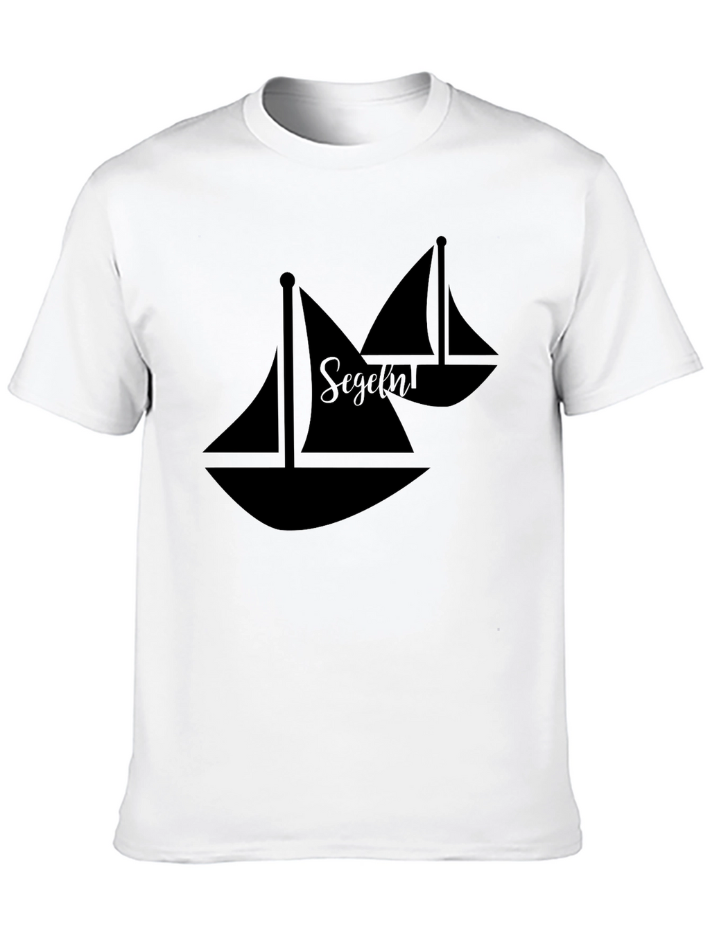 Sailboat Graphic Tee - Black Cotton Casual Shirt