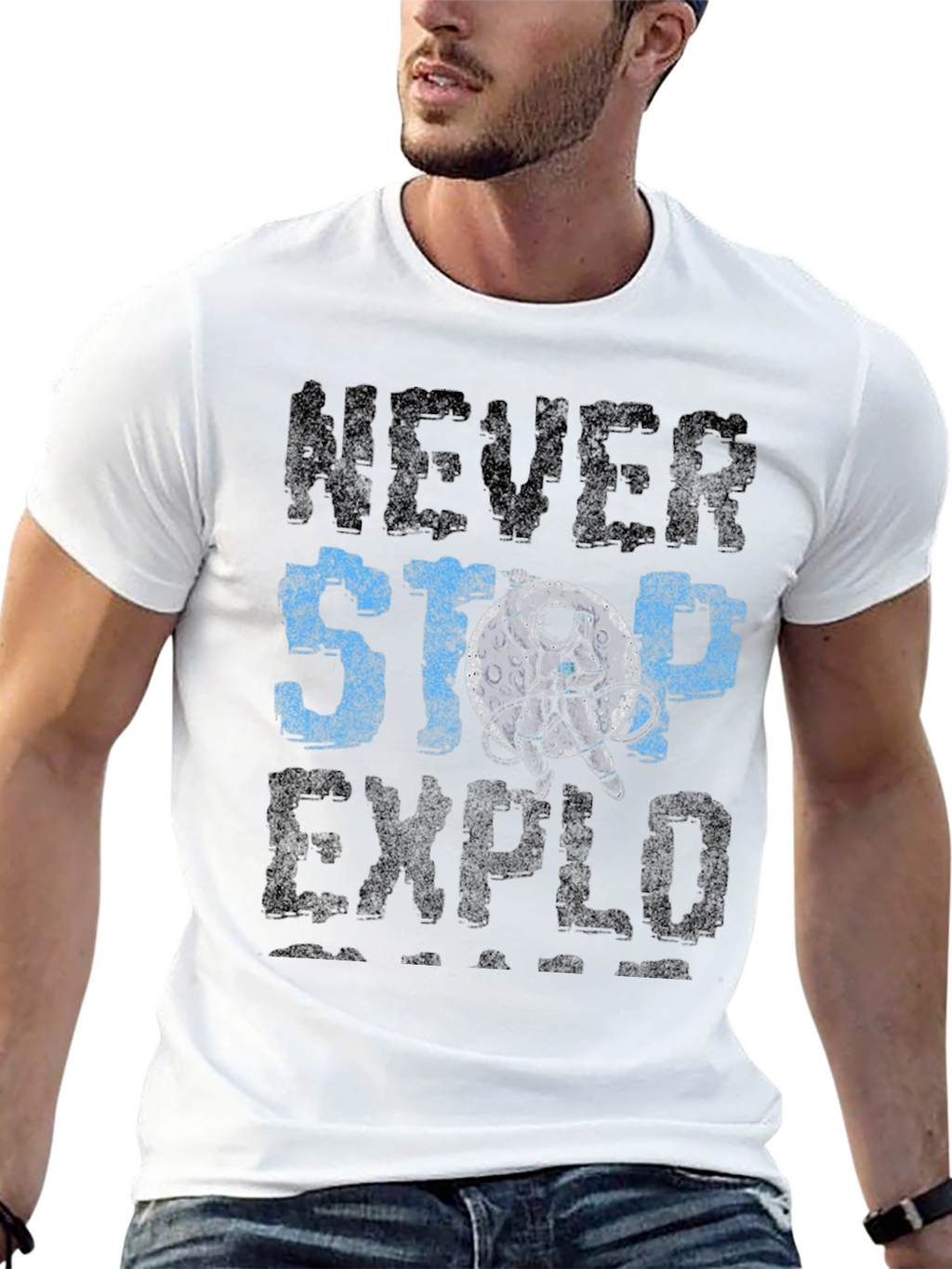 Never Stop Exploring T-Shirt - Astronaut Graphic Tee