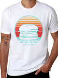 Retro Burger T-Shirt - Synthwave Design