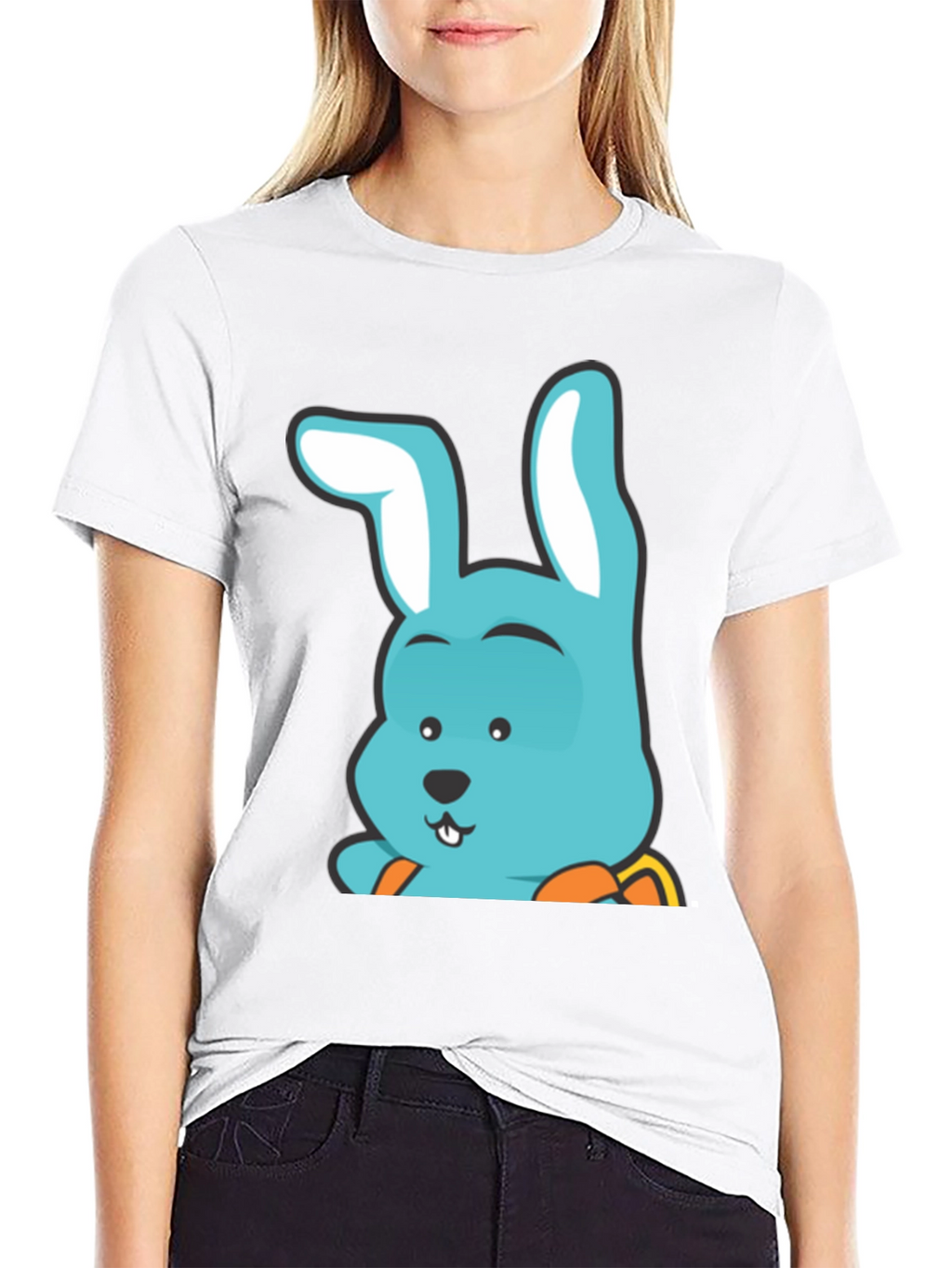 Cute Bunny T-Shirt - Black Cotton Graphic Tee