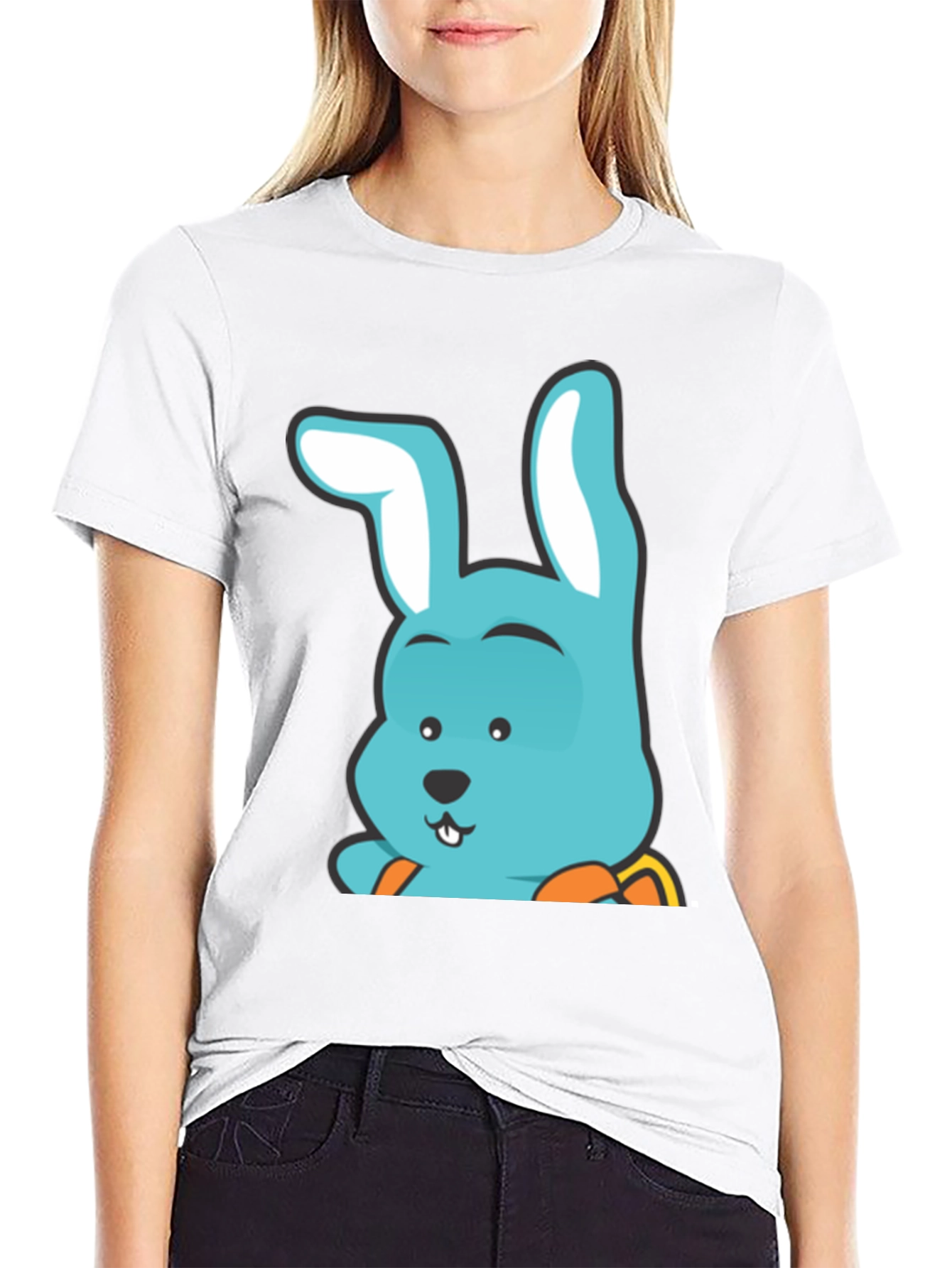 Cute Bunny T-Shirt - Black Cotton Graphic Tee
