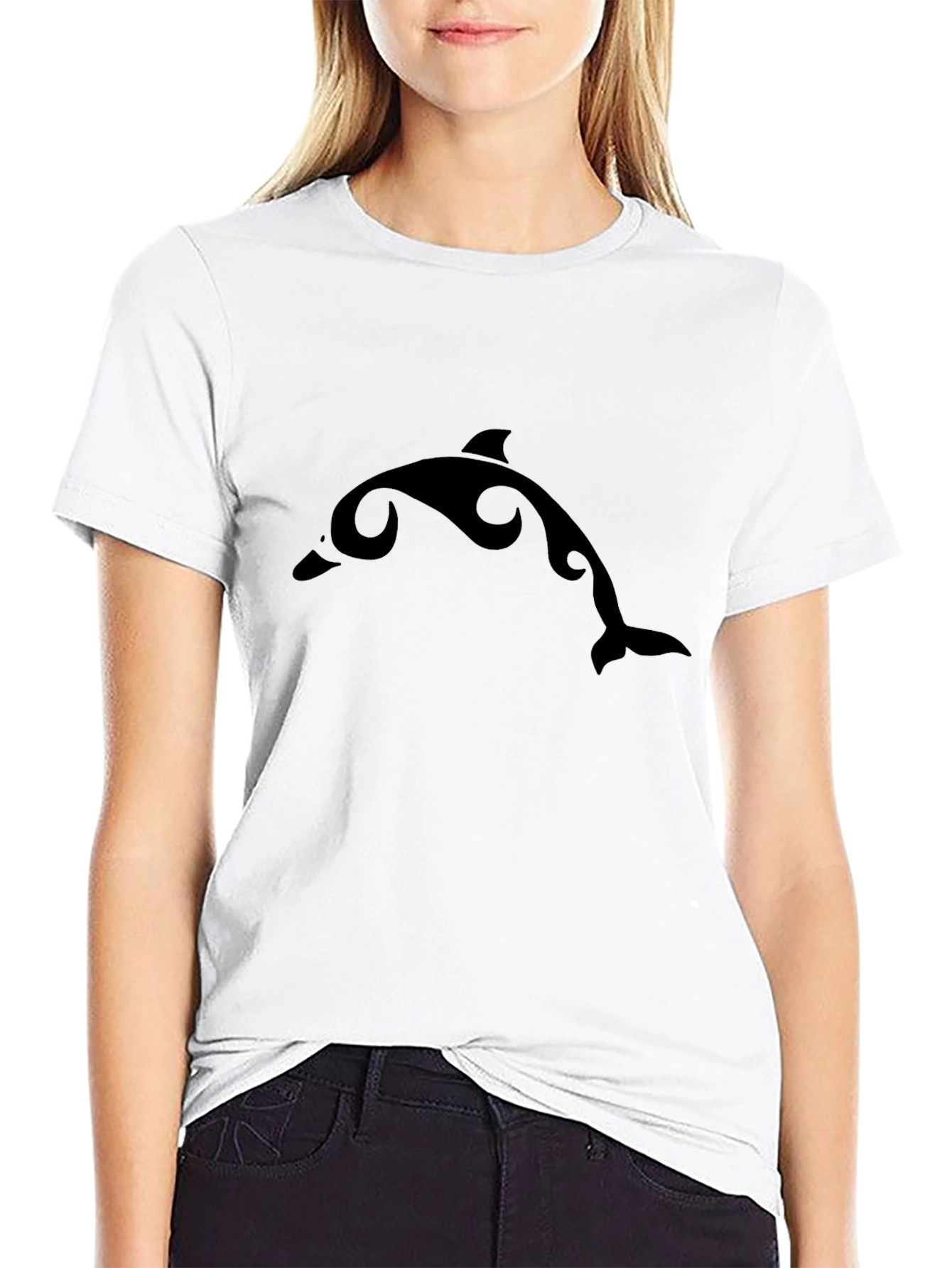 Black Dolphin Graphic Tee - Casual Comfort