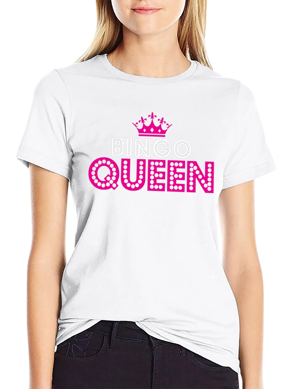 Bingo Queen T-Shirt - Pink Crown Design