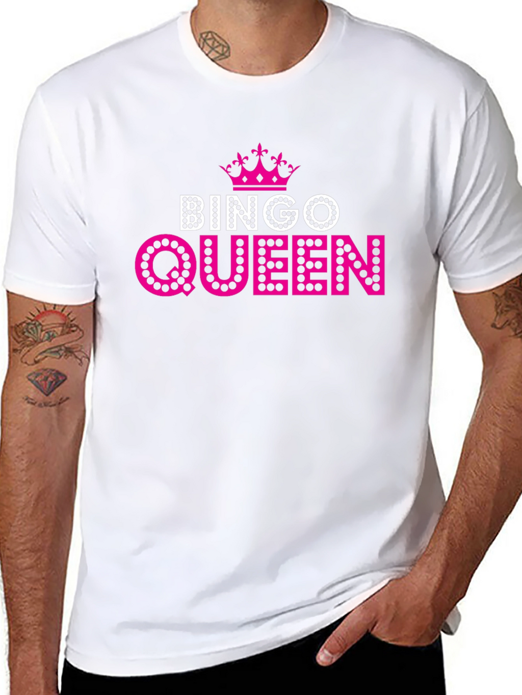 Bingo Queen T-Shirt - Pink Crown Design