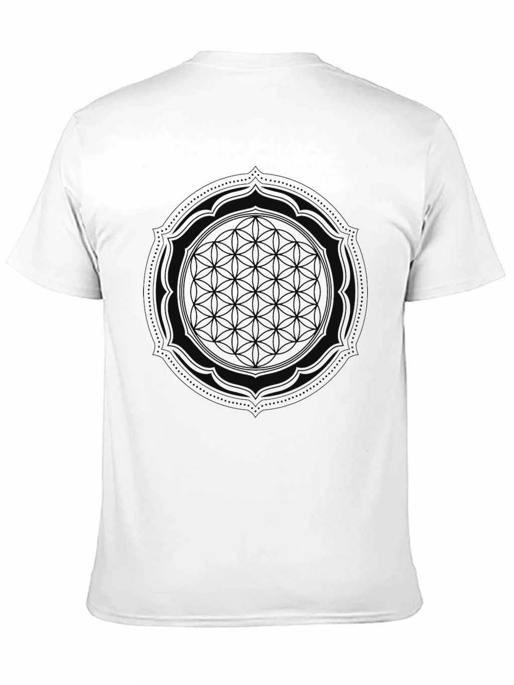 Mens Black Graphic Tee - Flower of Life Design