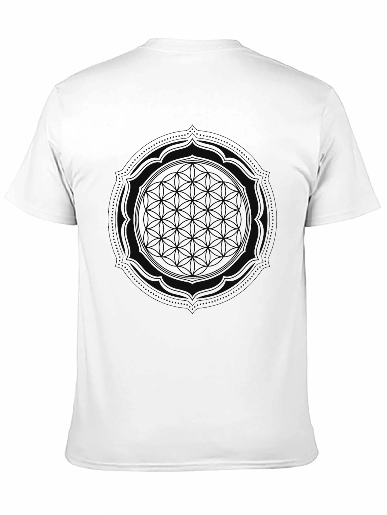 Mens Black Graphic Tee - Flower of Life Design