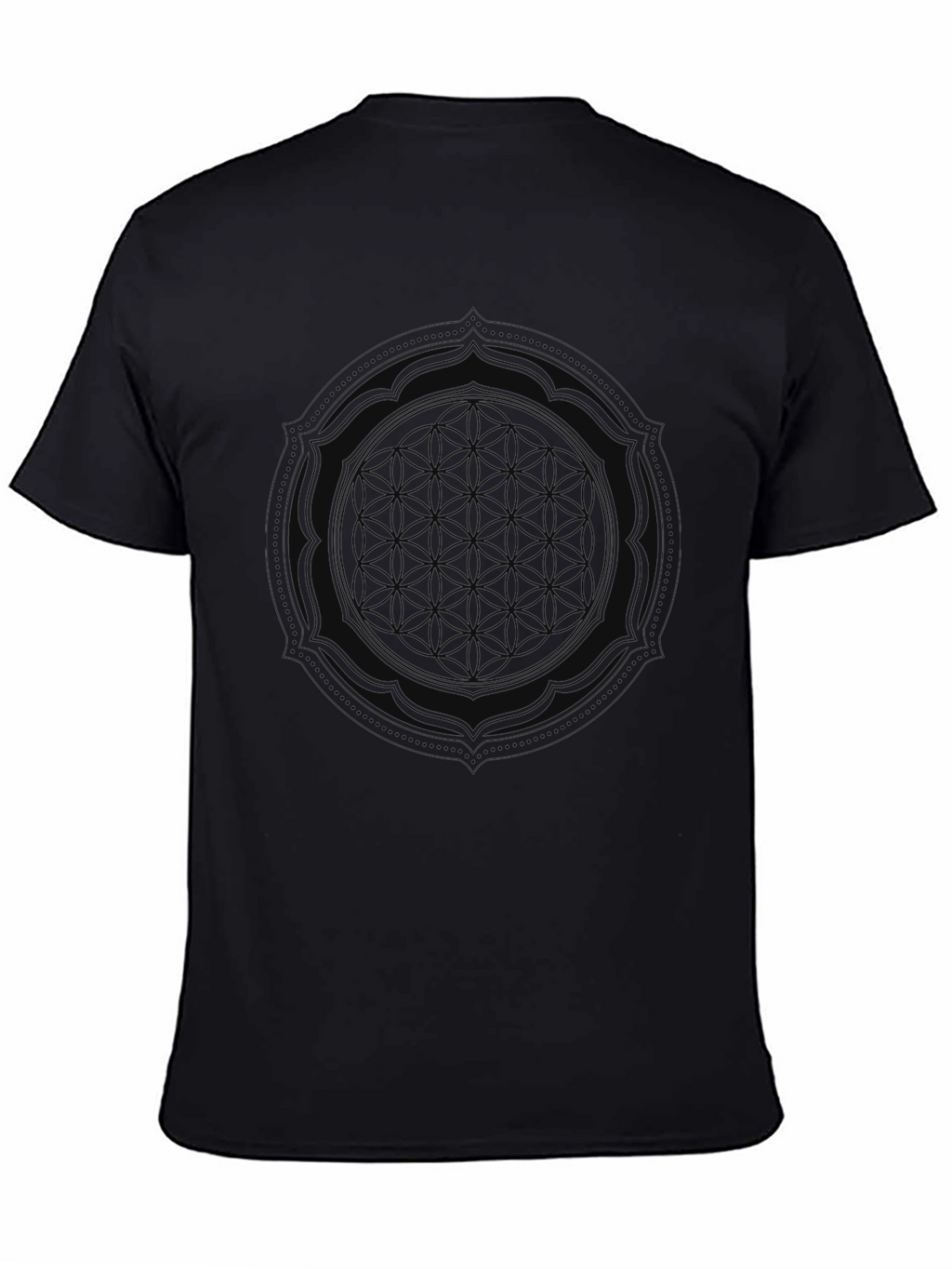 Mens Black Graphic Tee - Flower of Life Design