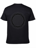 Mens Black Graphic Tee - Flower of Life Design