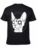 Gothic Cat Graphic T-Shirt - Black
