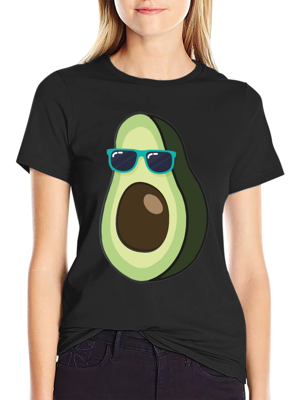 Cool Avocado Graphic Tee - Black Cotton T-Shirt