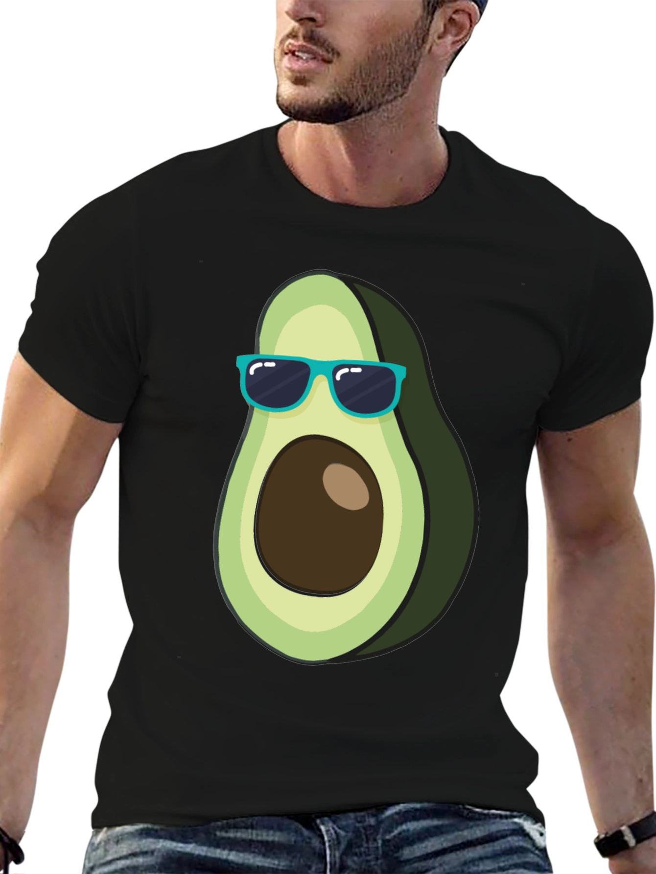 Cool Avocado Graphic Tee - Black Cotton T-Shirt